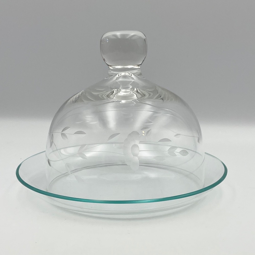 Vintage Princess House Heritage Glass Cheese Cake Butter Cover Dome W/ Plate 6"